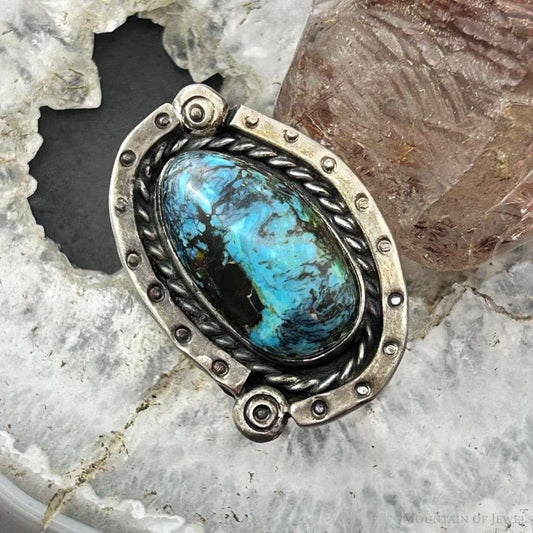 Vintage Native American Silver Turquoise Ring Size 6.5 For Women