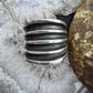 Sterling Silver Five Row Carved Solid Fashion Unisex Ring, Taxco Mexico