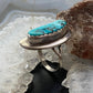 Vintage Native American Silver Kidney-Shape Turquoise Ring Size 6.75 For Women