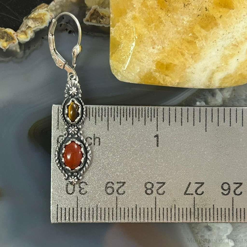 Carolyn Pollack Sterling Silver Red Jasper & Tiger's Eye Dangle Earrings For Women