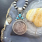 Genuine 1890 90% Morgan Silver Dollar Coin Turquoise Decorated Unisex Pendant
