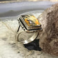 Native American Sterling Silver Bumblebee Jasper Mini Bar Ring Size 6.5 For Women