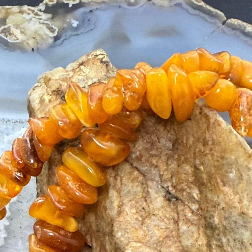 Sterling Silver Natural Amber Beaded 18" Necklace For Women