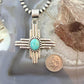 Sterling Silver Southwestern Style Oval Mohave Turquoise Unisex Zia Pendant #1