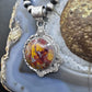 Sterling Silver Southwestern Style Round Red Moss Agate Decorated Pendant For Women