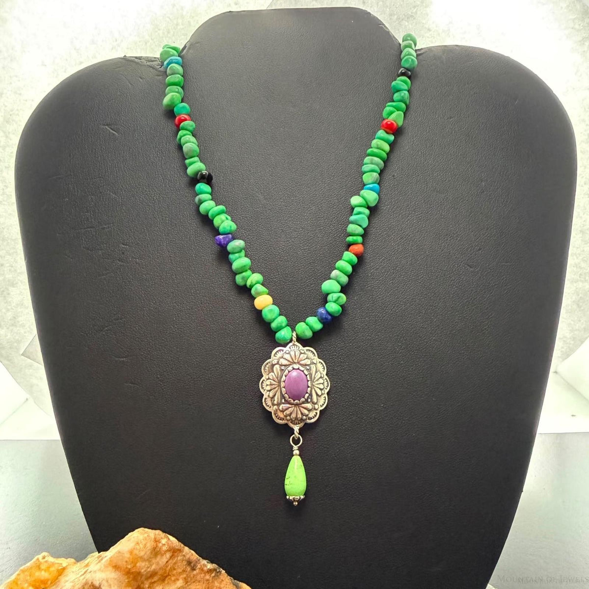 Carolyn Pollack Sterling Silver Multi Stone 21" Necklace w/Pendant For Women