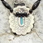 Carolyn Pollack Sterling Silver Turquoise Concho Pendant on Onyx Beads Necklace For Women