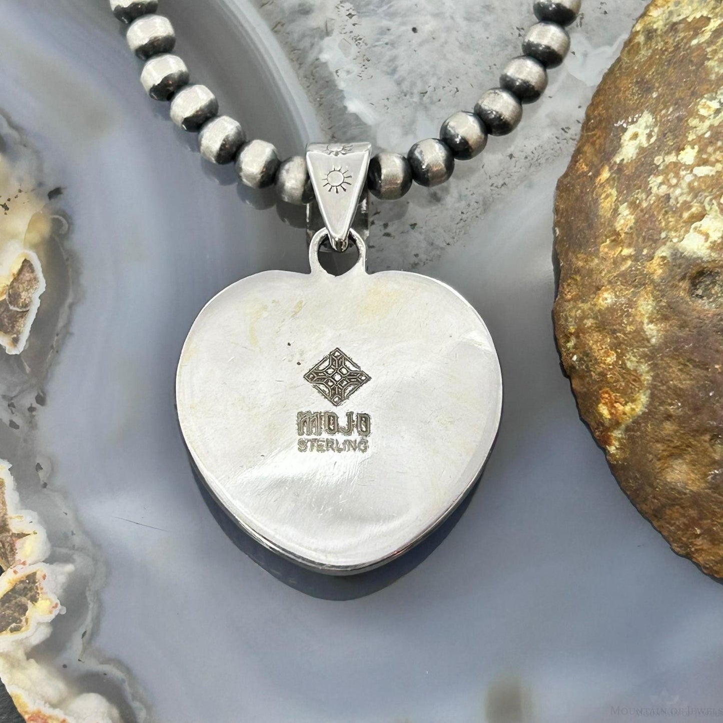 Sterling Silver Southwestern Style Wild Horse Decorated Heart Pendant For Women #1