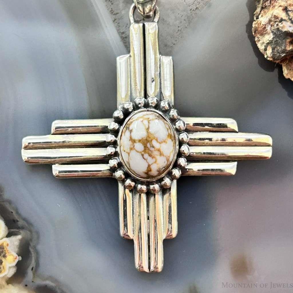 Sterling Silver Southwestern Style Oval Wild Horse Unisex Zia Pendant