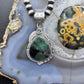 Sterling Silver Southwestern Style Teardrop Emerald Decorated Pendant For Women