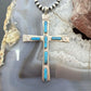 Cecilia Iule Vintage Native American Sterling Silver Turquoise Unisex Cross Pendant