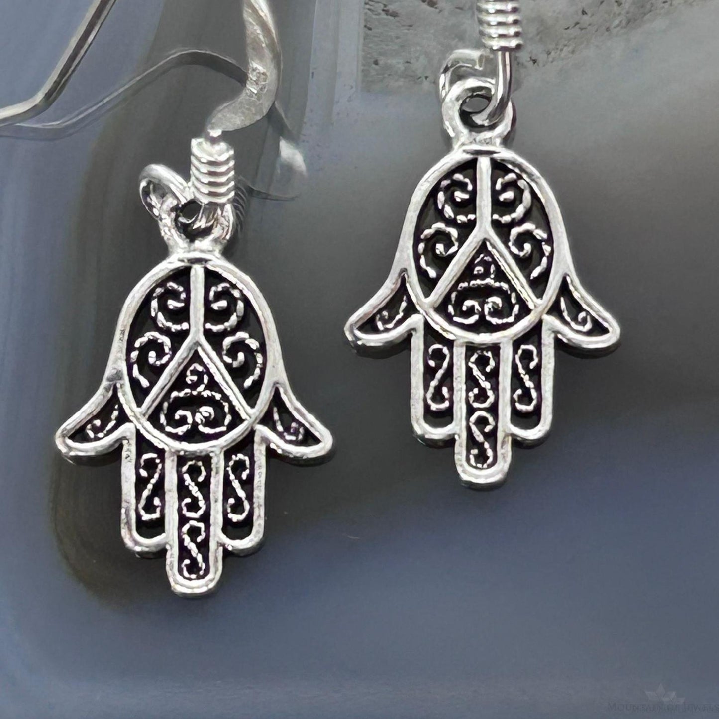 Sterling Silver Filigree Hamsa Fashion Dangle Earrings For Women