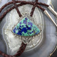 Sterling Silver Southwestern Style Large Triangle Malachite Azurite Bolo Tie For Men