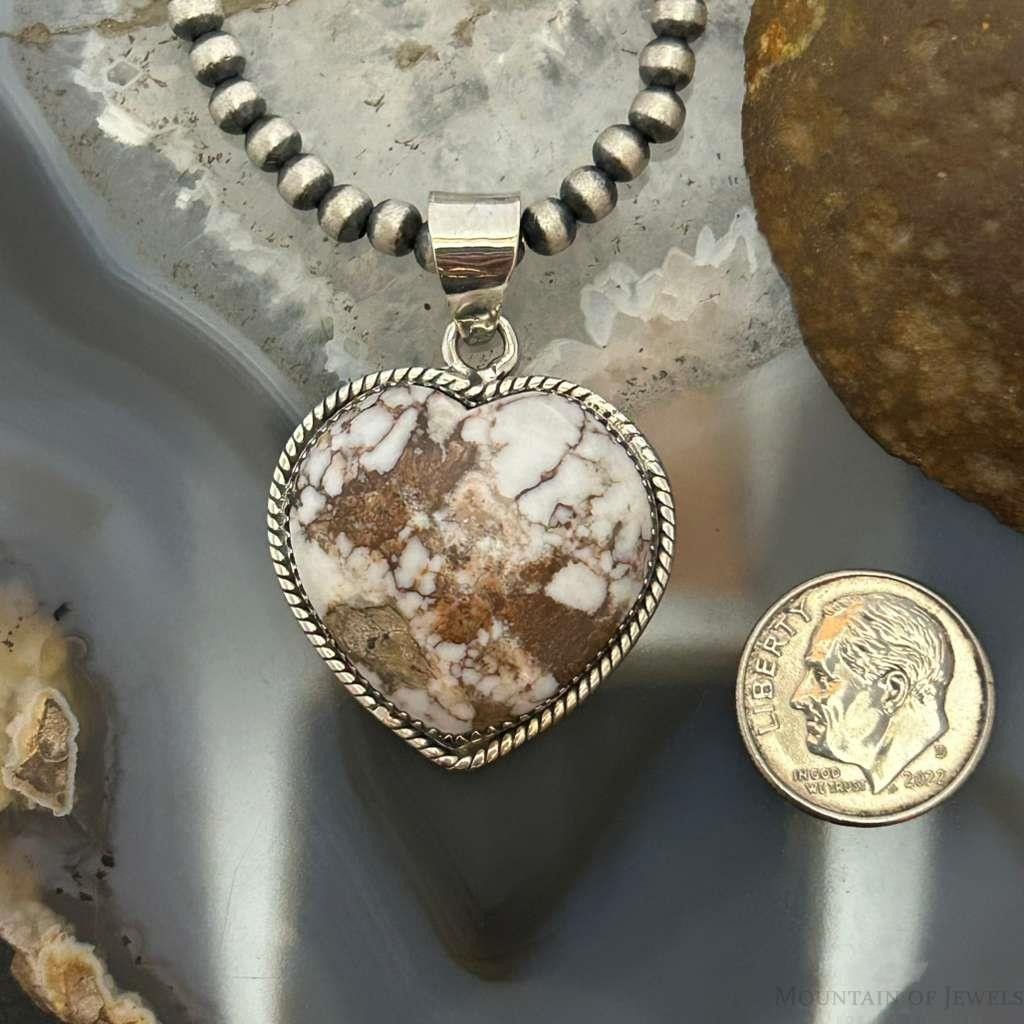 Sterling Silver Southwestern Style Wild Horse Heart Pendant For Women #3