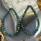 Sterling Silver 4mm Rounded Azurite Malachite Hoop Dangle Earrings For Women