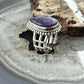 Sterling Silver Southwestern Style Teardrop Charoite Decorated Ring Size 7.5 For Women