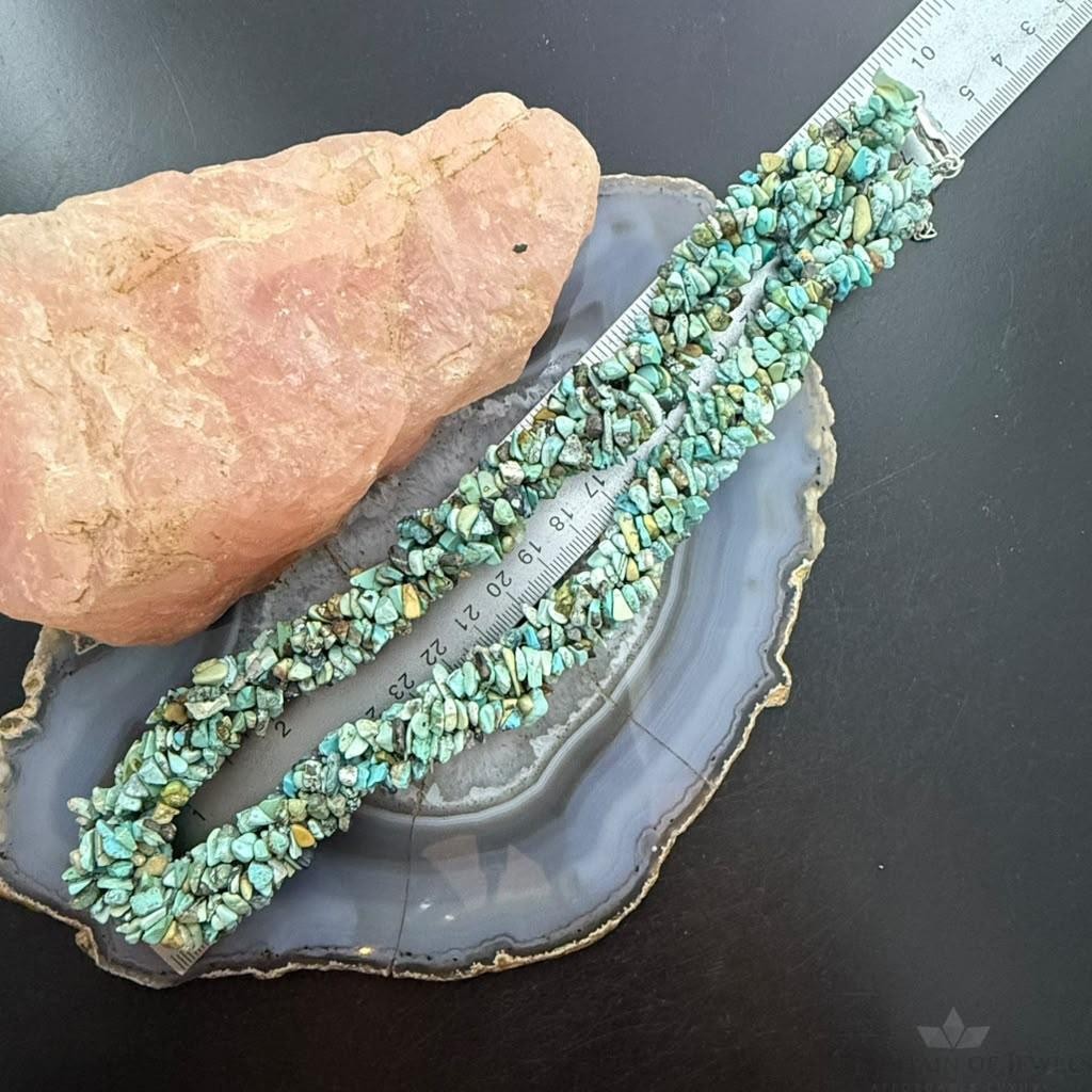 Desert Rose Trading Sterling Silver 5 Interwoven Strand Rough Turquoise Necklace For Women