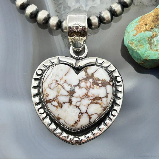 Sterling Silver Southwestern Style Wild Horse Decorated Heart Pendant For Women #2