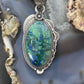 Sterling Silver Southwestern Style Elongated Chrysocolla Decorated Pendant For Women