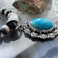 Native American Sterling Silver Oval Turquoise Decorated Pendant For Women