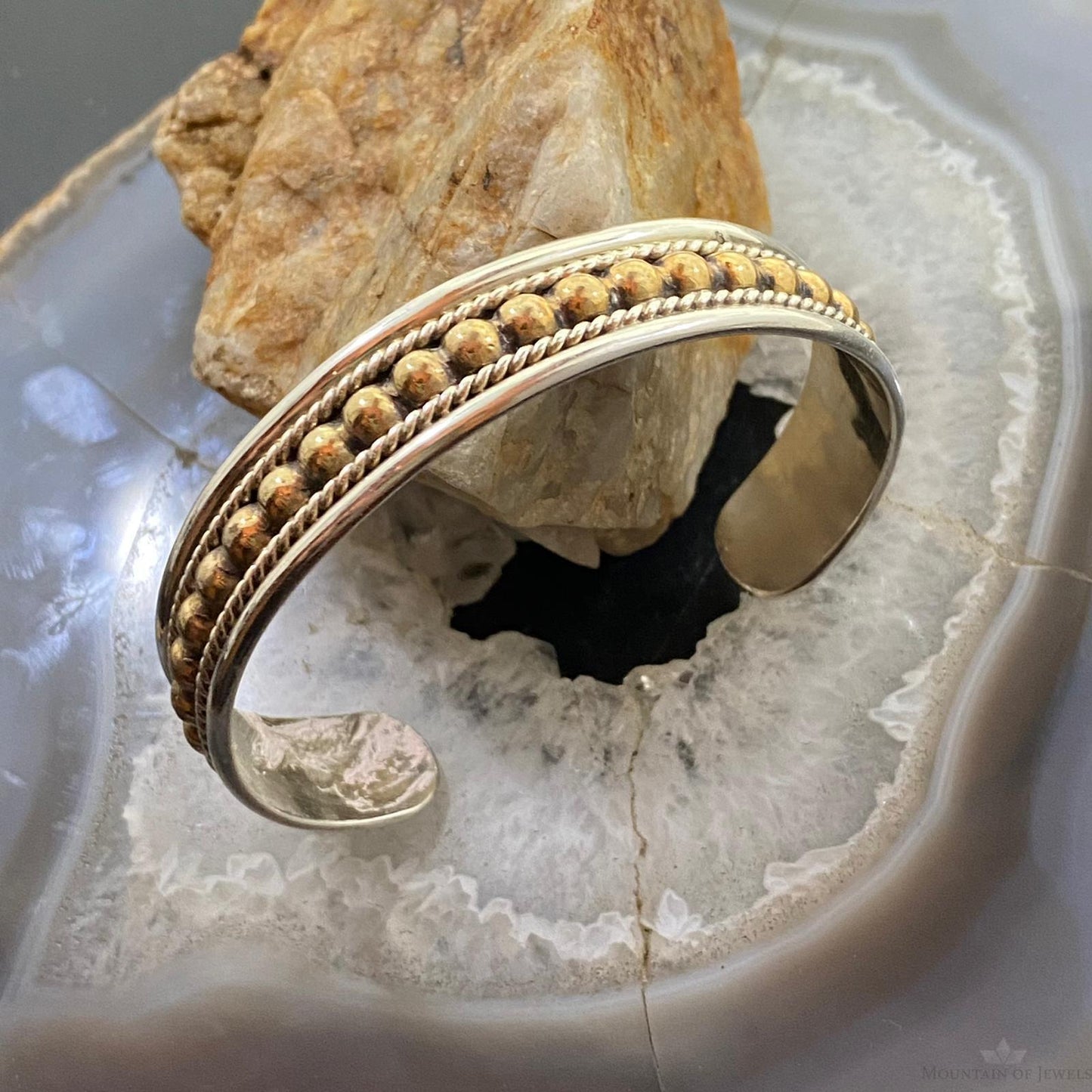 Vintage Signed Navajo Native American Sterling Uniquely Decorated Bracelet