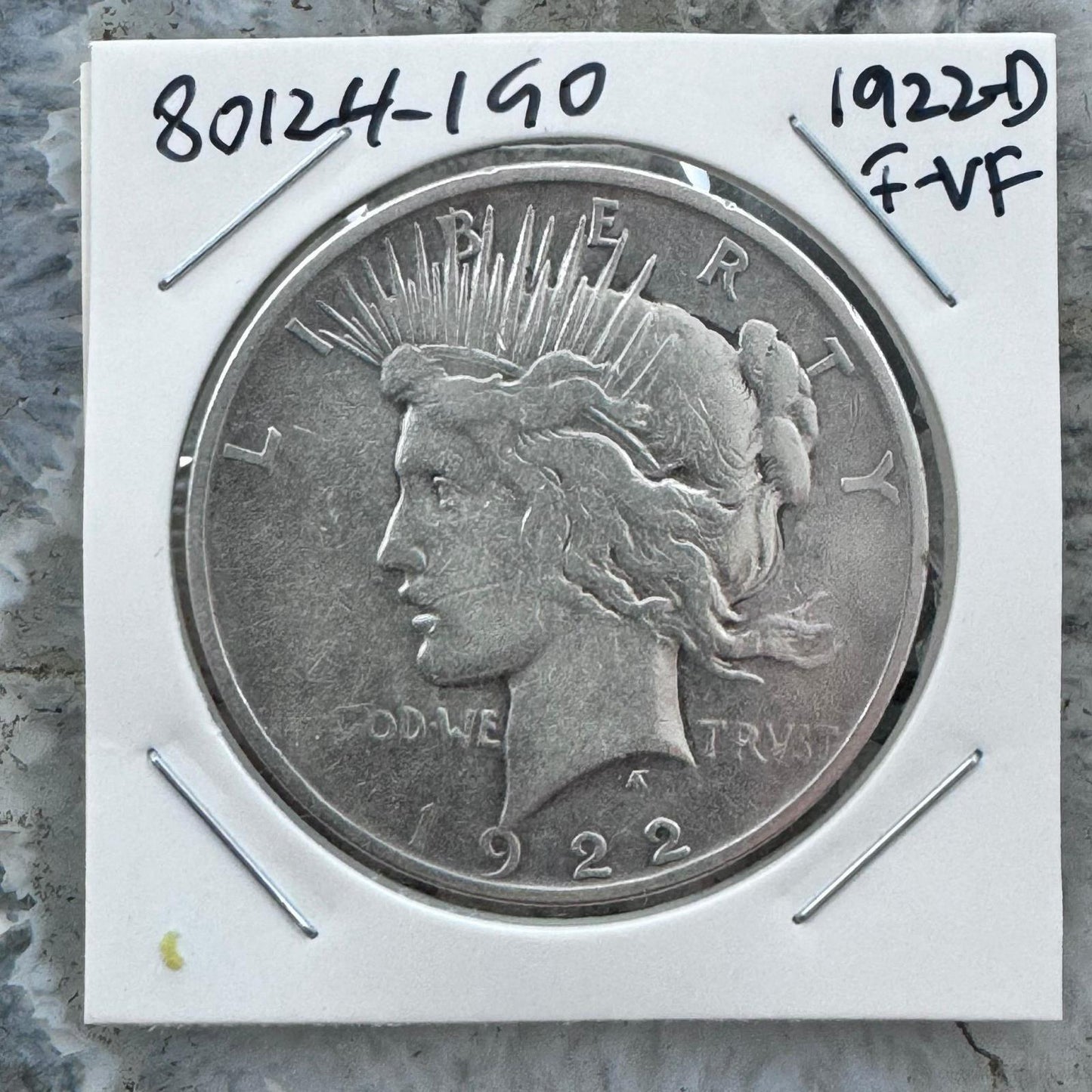 1922-D 90% US Peace Silver Dollar F-VF #80124-1GO