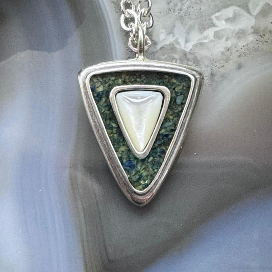 Carolyn Pollack Sterling Silver Mother of Pearl & Turquoise Chip Inlay 18" Necklace For Women