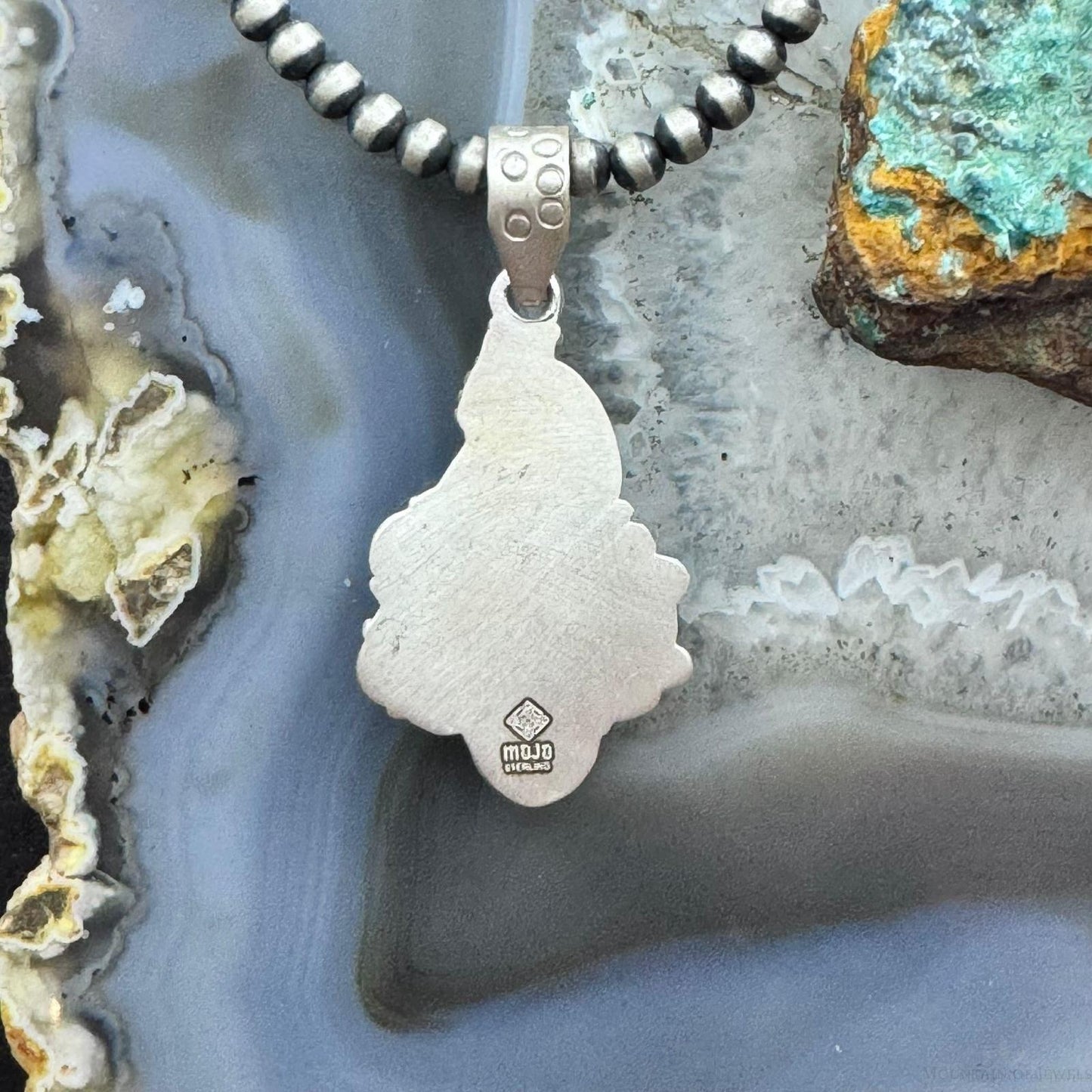 Sterling Silver Southwestern Style Teardrop Sonora Gold Turquoise Decorated Pendant For Women