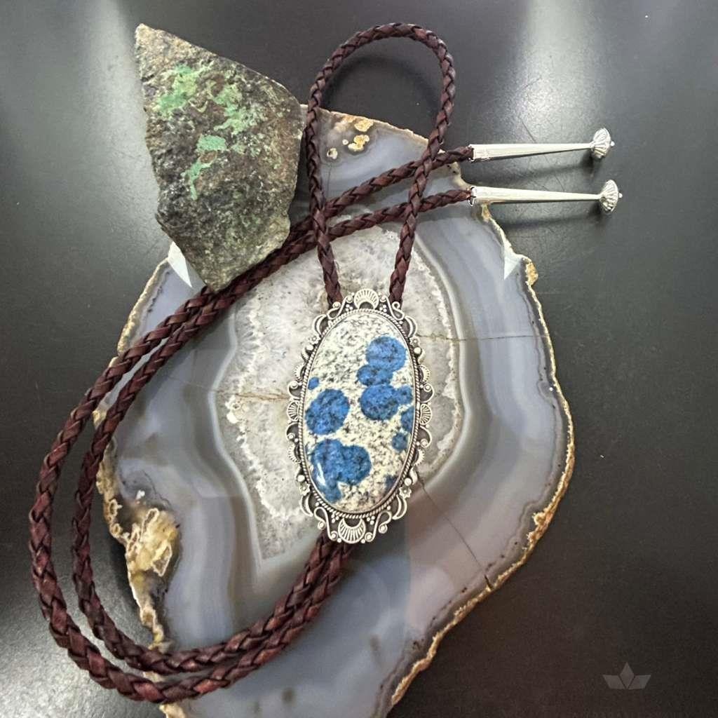 Sterling  Silver Southwestern Style Large Oval K2 Jasper Decorated Bolo Tie For Men