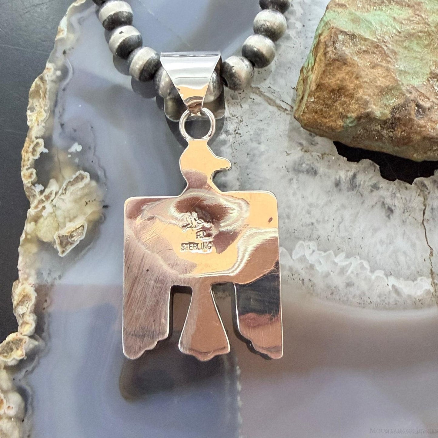 Alonzo Mariano Sterling Silver Turquoise Decorated Thunderbird Unisex Pendant