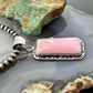 Native American Sterling Silver Rectangle Pink Conch Decorated Pendant For Women