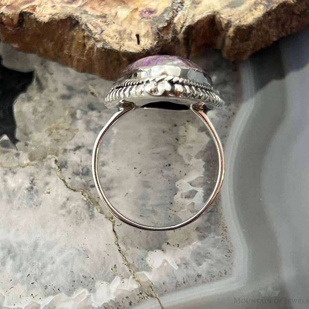 Sterling Silver Southwestern Style Teardrop Stichtite Ring Size 7 For Women