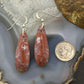 Sterling Silver Teardrop Plum Moss Agate Slab Dangle Earrings For Women #536