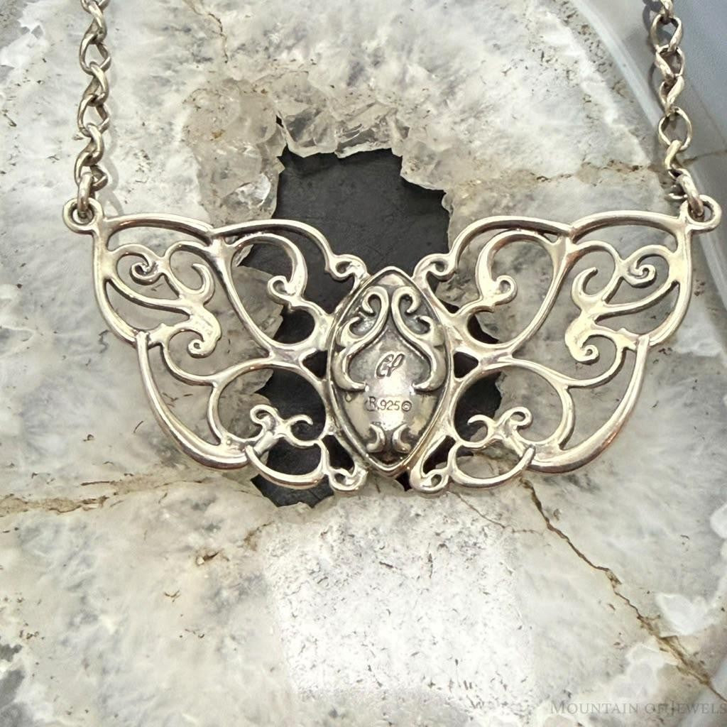 Carolyn Pollack Sterling Silver Swirl Magnetic Pendant Clasp 19" Necklace For Women.