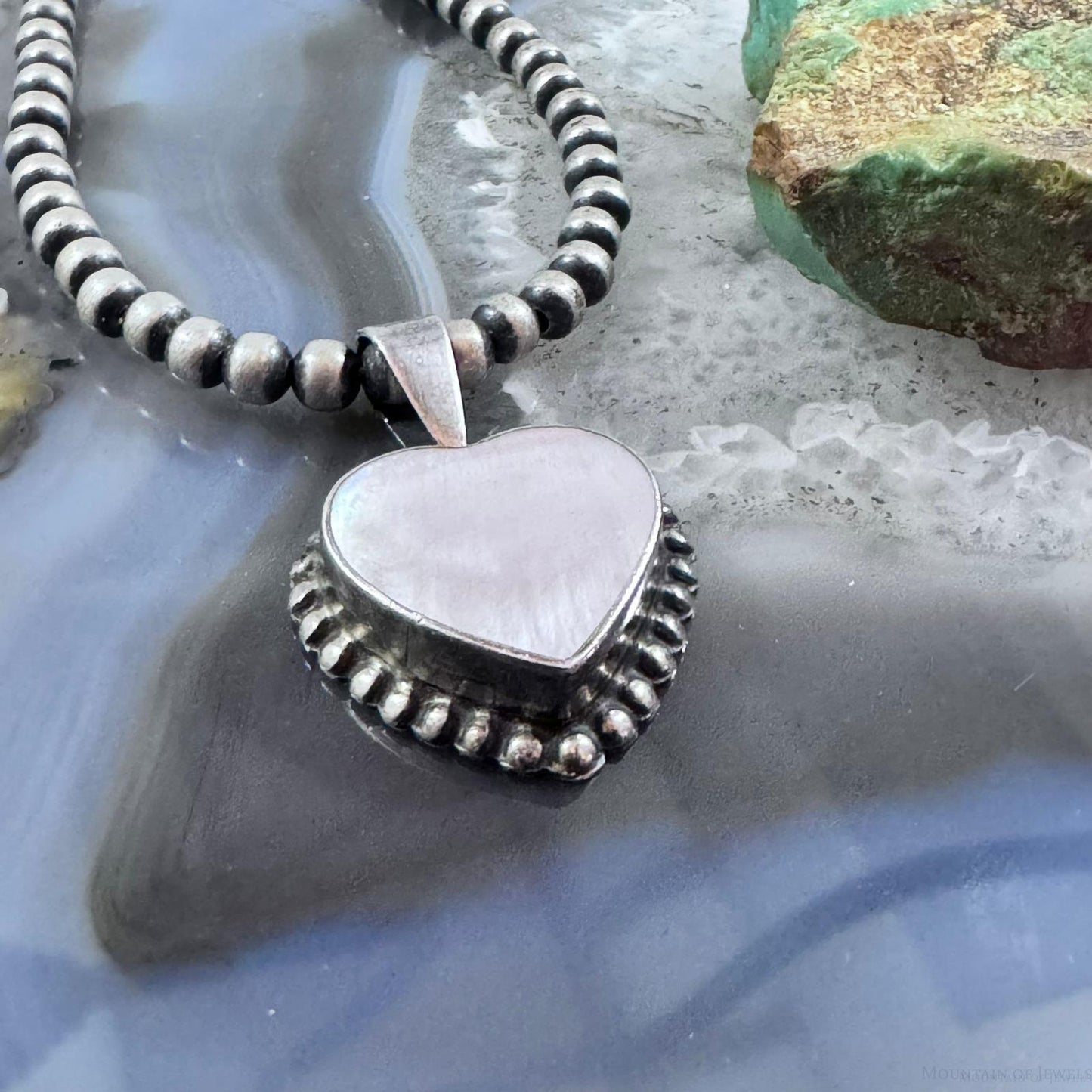 Sterling Silver Mother of Pearl Heart Pendant For Women