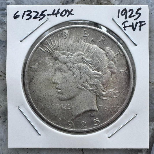 1925 US 90% Peace Silver Dollar F-VF #61325-4OX