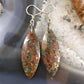 Sterling Silver Elongated Marquise Red Marcasite Slab Dangle Earrings For Women #213