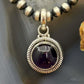 Sterling Silver Southwestern Style Round Amethyst Decorated Charm/Pendant For Women