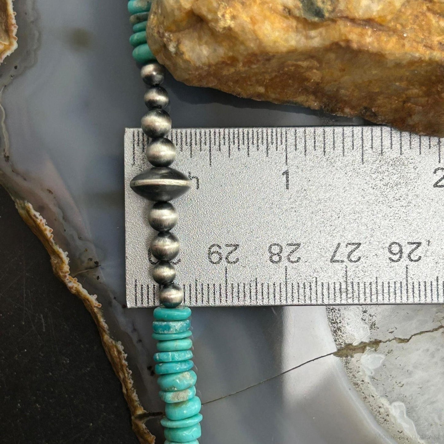 Sterling Silver Southwestern Style Turquoise Beads & Sterling Beads 18"-20" Necklace For Women