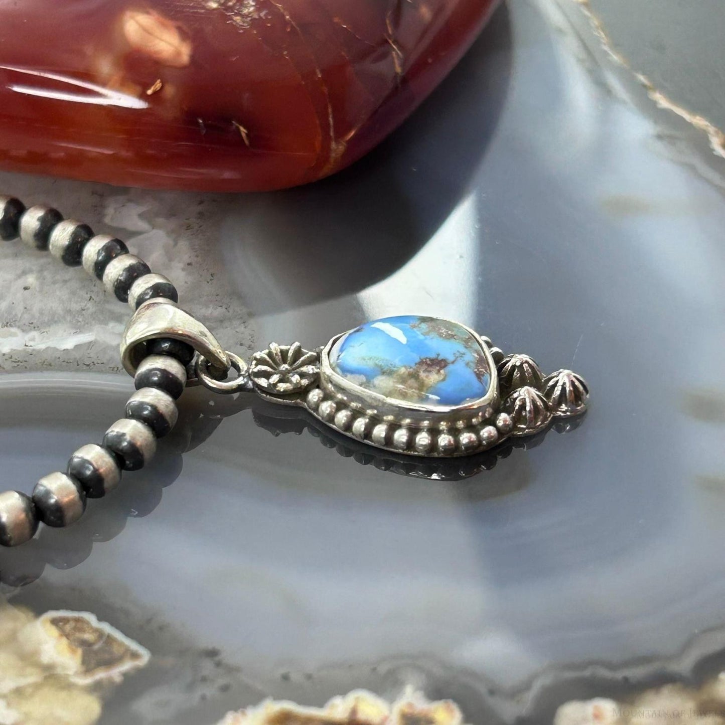 Sterling Silver Southwestern Style Golden Hill Turquoise Decorated Pendant For Women