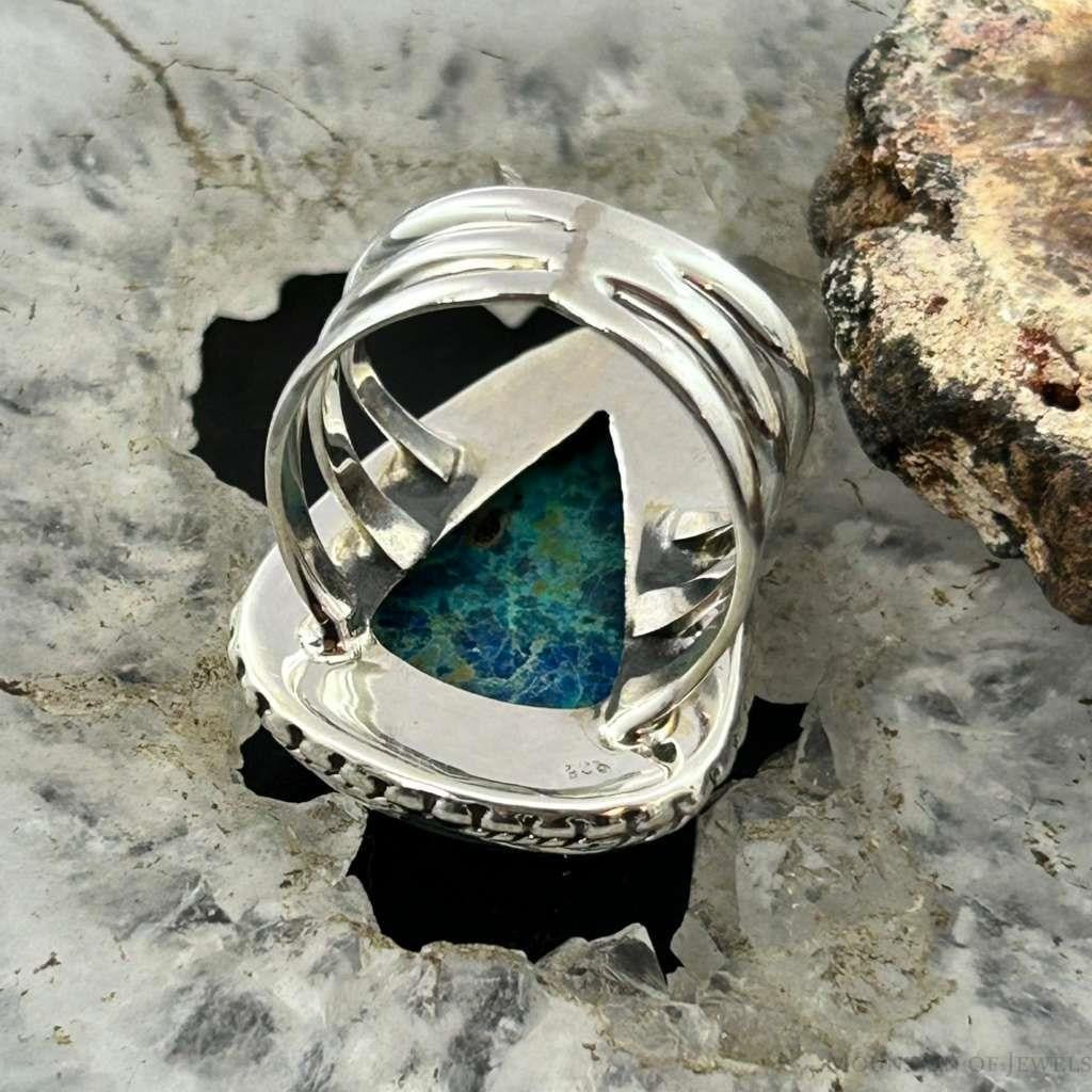 Sterling Silver Southwestern Style Teardrop Shattuckite Ring Size 6.75 For Women
