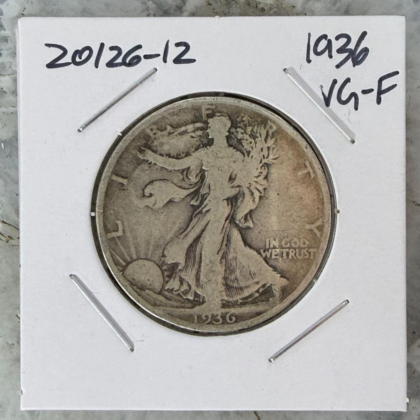 1936 US Walking Liberty Half Dollar 90% Silver VG-F #20126-12