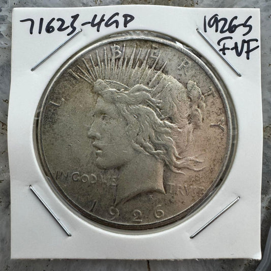 1926-S US 90% Peace Silver Dollar F-VF #71625-4GP