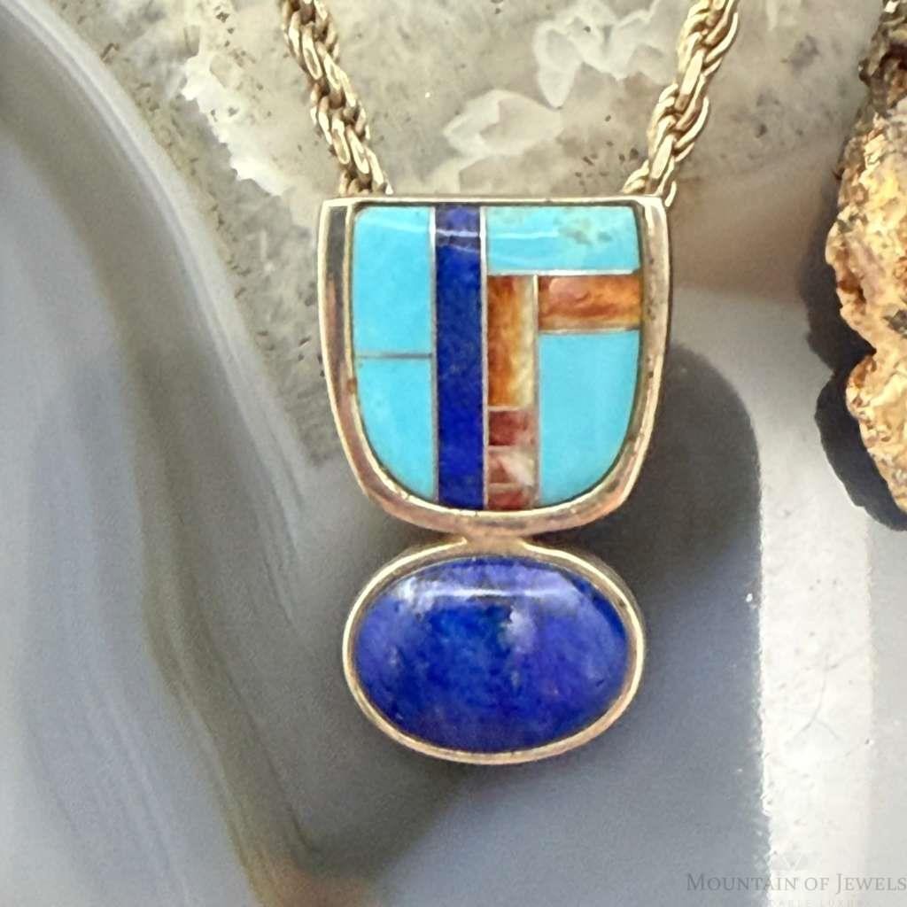 DTR Jay King Sterling Silver Inlay Lapis & Turquoise Pendant For Women