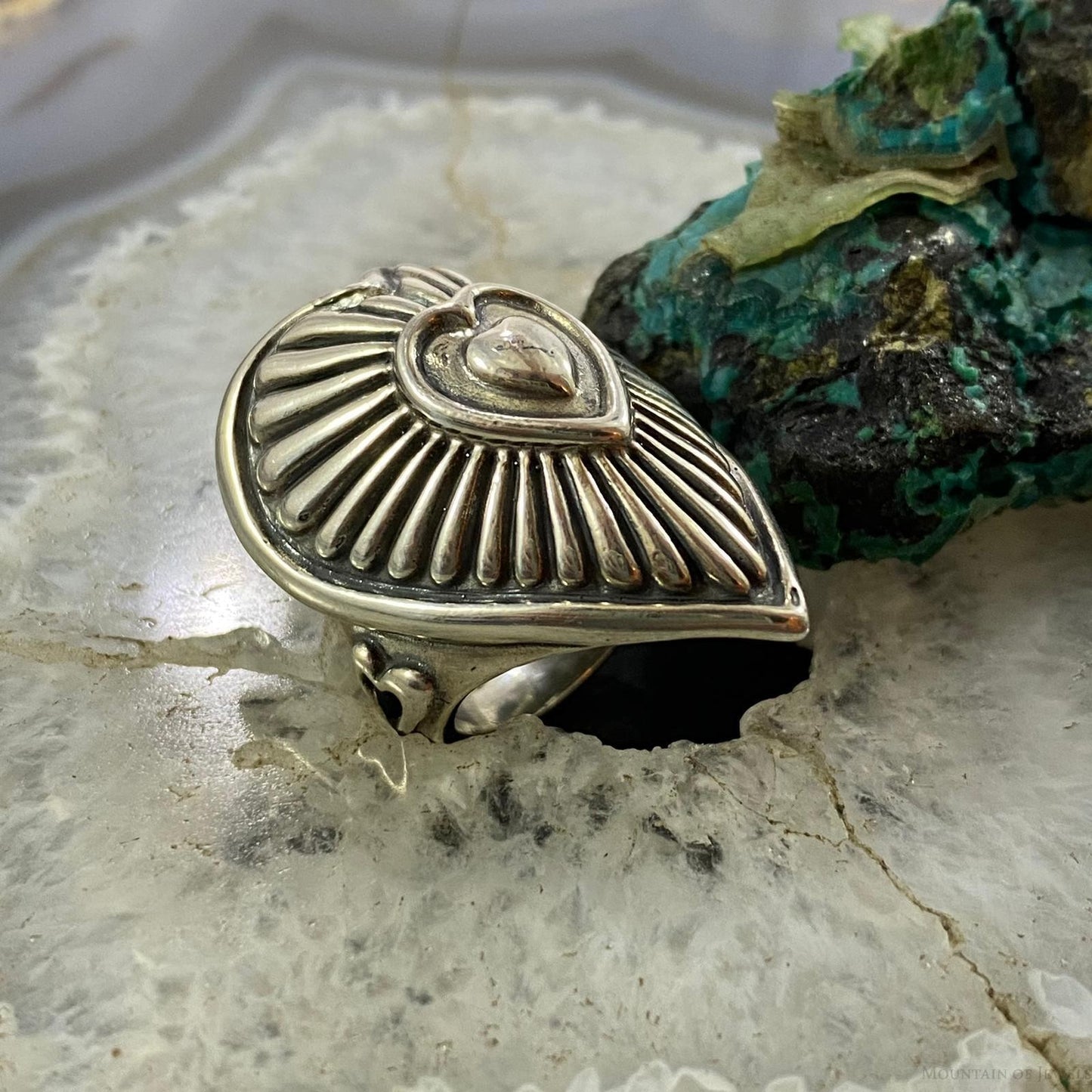 Carolyn Pollack Southwestern Style Sterling Silver Decorated Heart Ring For Women