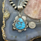 Sterling Silver Southwestern Style Wide Teardrop Kingman Turquoise Pendant For Women