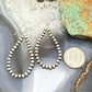 Sterling Silver Southwestern Style 3mm Navajo Pearl Bead Hoop Earrings For Women