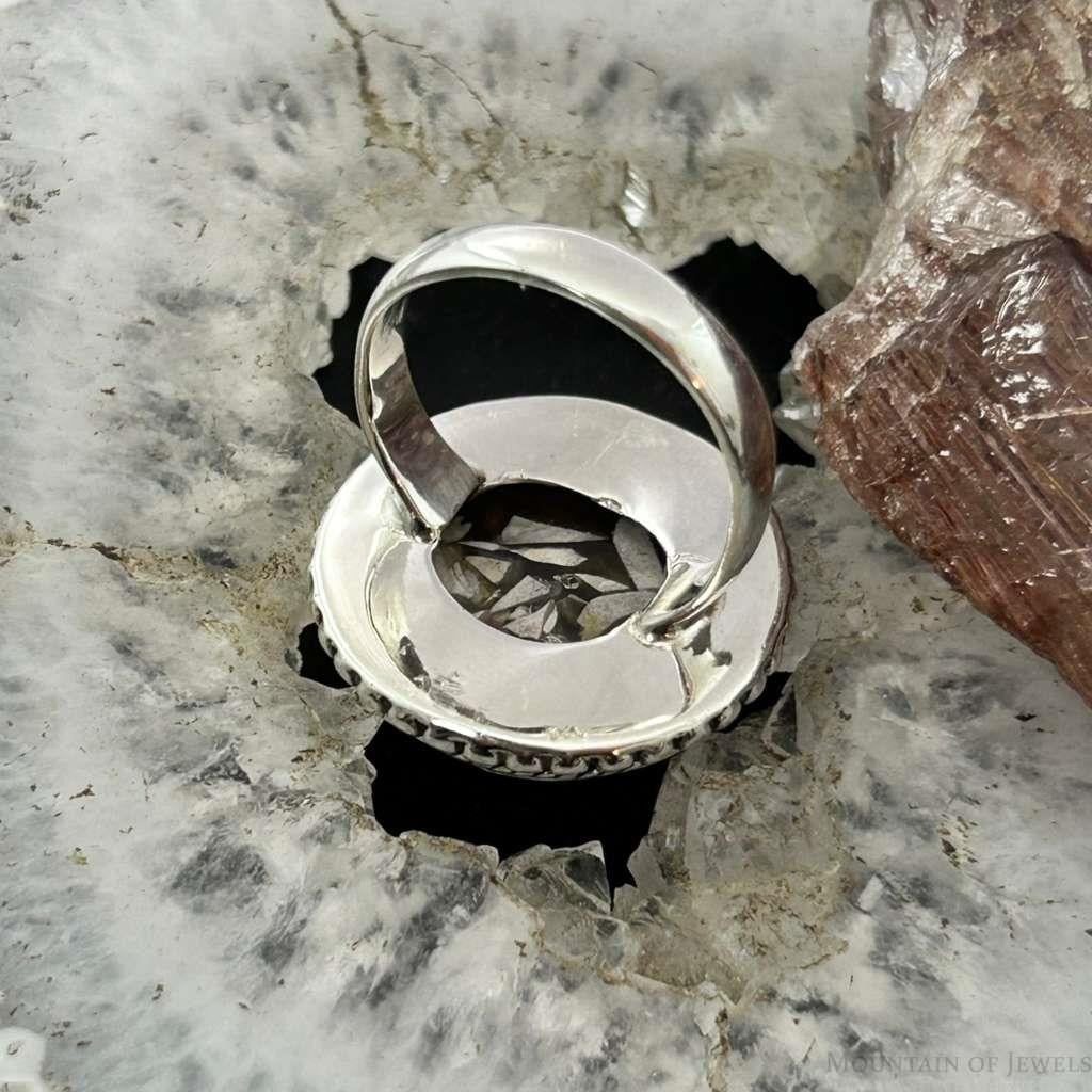 Sterling Silver Southwestern Style Round Mookaite Jasper Ring Size 7.5 For Women