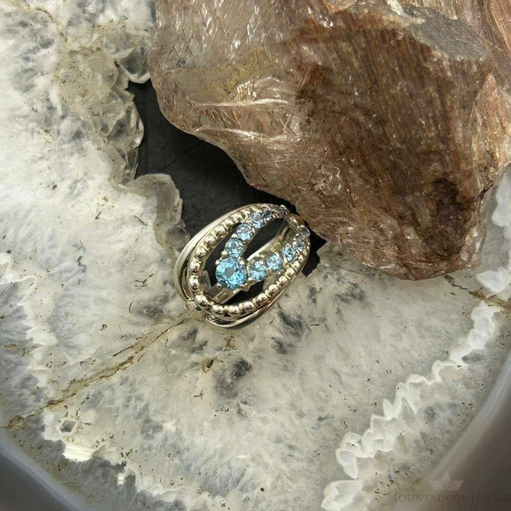 Carolyn Pollack Sterling Silver Blue Topaz Decorated Ring Size 6 For Women