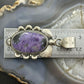 Sterling Silver Southwestern Style Oval Charoite Decorated Pendant For Women